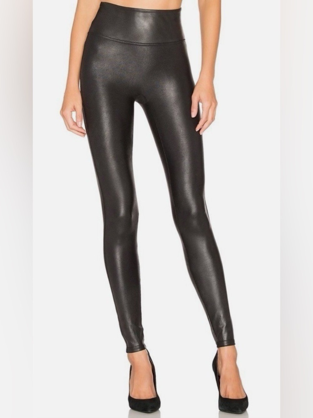 Nwt’s SPANX Faux Leather High-Rise Leggings in Black Size Large
